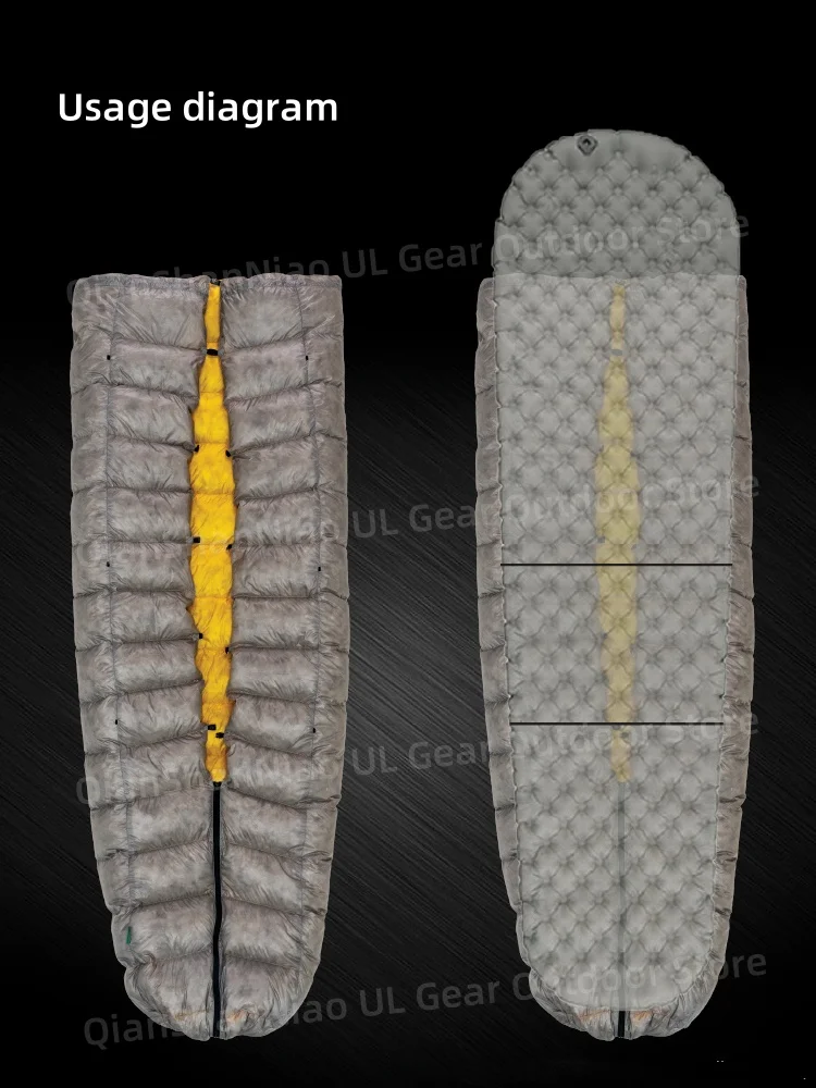 Ice Flame Tragbarer RDS-wasserdichter Schlafsack für den Außenbereich, ultraleichte Entendaunen-Steppdecke, 10 Nylon, Reisen, Wandern, Bergsteigen – Detail 6