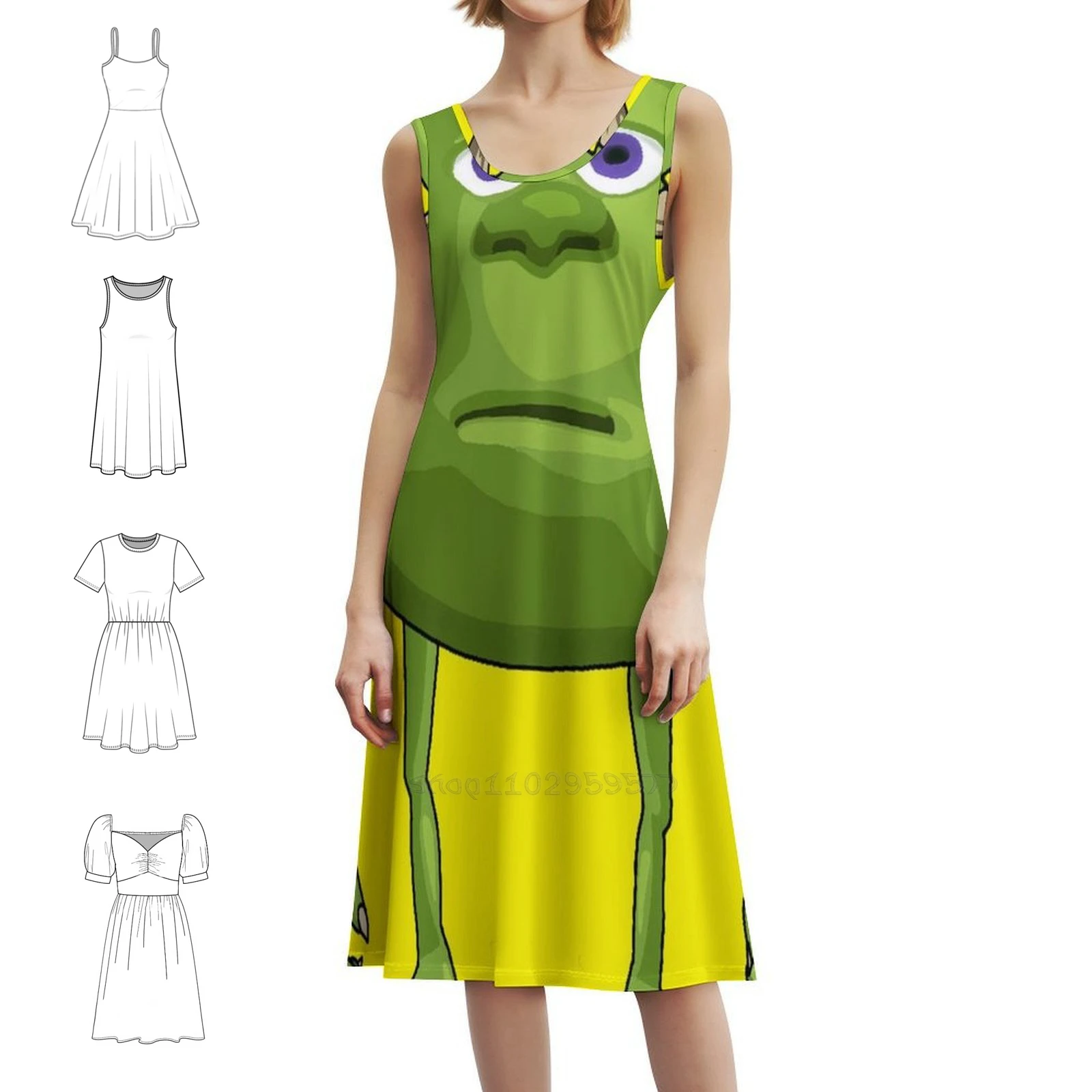 

Винтажное богемное платье Meme с пышными рукавами или без рукавов, варианты женского платья Meme Fun Mike Two Eyes Sully Confused Female