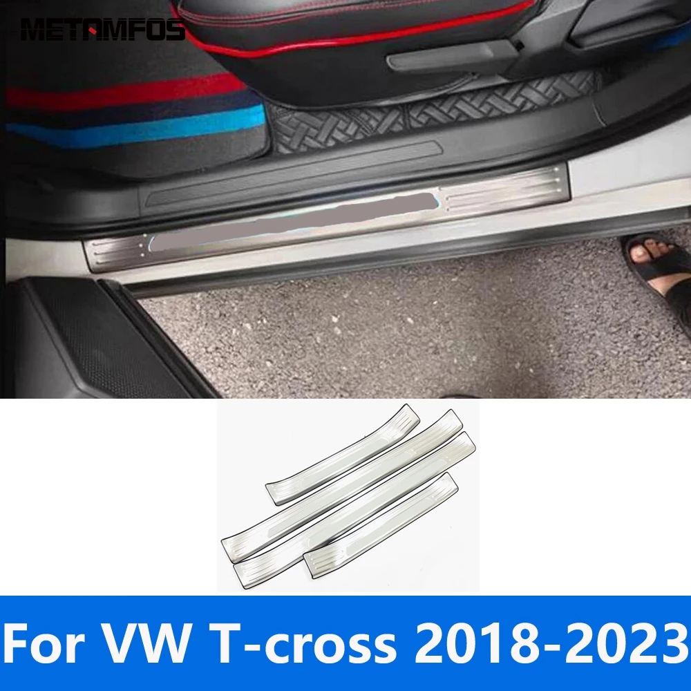 

Для Volkswagen VW T-cross Tcross 2018-2022 2023, нержавеющая внешняя накладка на порог, приветственная педаль, защита входа, аксессуары
