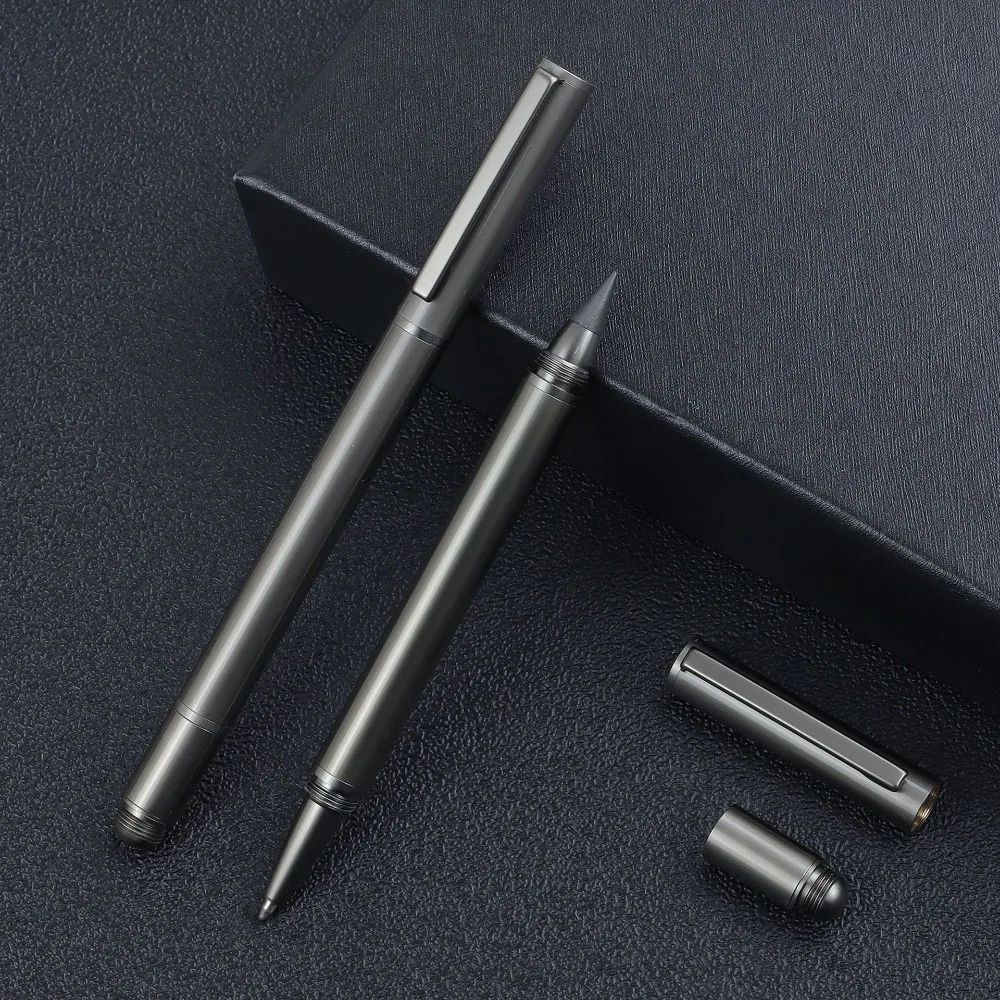 

New Dual-Function Metal Ballpoint Pen Smooth Writing Easy To Carry Gel Pens Black Ink Black Ink Pen School Supplies