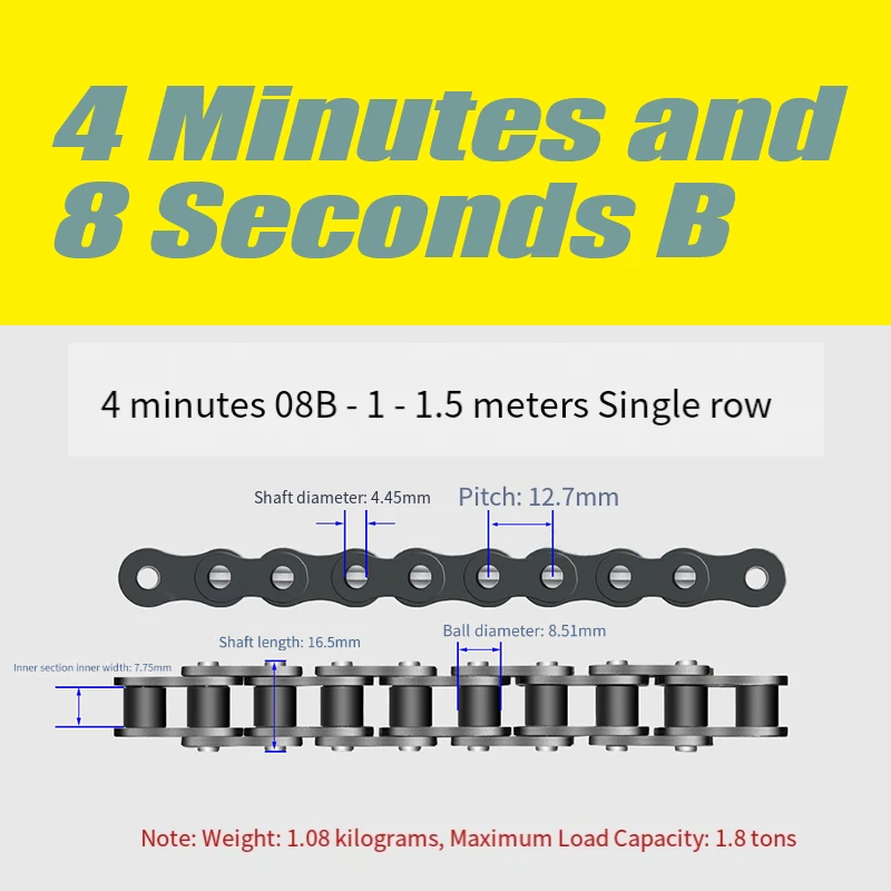 Industrial Roller Chain, Single Double Strand, 06B, 08B, 10A, 12A, 1 Inch Pitch for Engineering Machinery Conveyor, 1Pcs