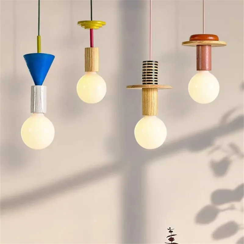 Junit Pendant Light LED Nordic combo wooden lamp Kitchen Home Decor small Hanging Lamp Lustre Bedroom kawaii room decor light