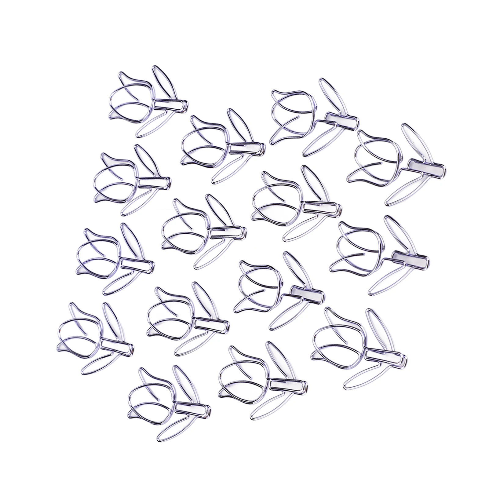 50Pcs Tulip Paper Clips Cute Purple Tulip Design Durable Metal Widely Used Flower Paper Clips for Notebook Bookmark