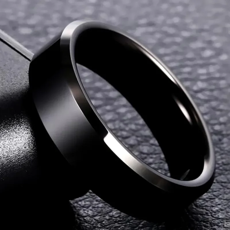 

JUCHAO Fashion Ring Men Women Titanium Steel Black Jewelry