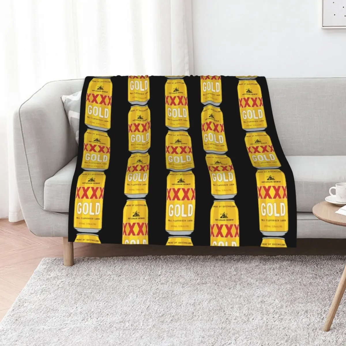 

Hand-drawn XXXX Gold can Throw Blanket Thermal Plaid on the sofa Flannel Fabric Plush Blankets