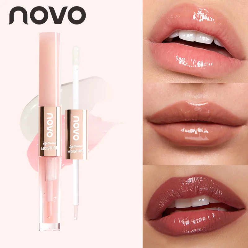 زيت ملمع شفاه مزدوج الأطراف بنكهة الخوخ + بلسم شفاه، فيتامين E وزيت الجوجوبا مملوء، تركيبة ممتصة بسهولة، مغذية #1