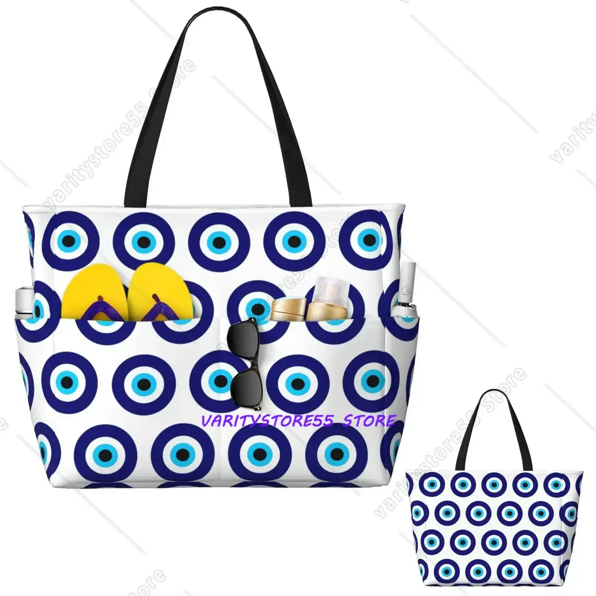 Magic Eye Five Set Evil Ey Beach Tote Bag Sport Gym Yoga Duffle Large Tote Bag Women Travel Fitness