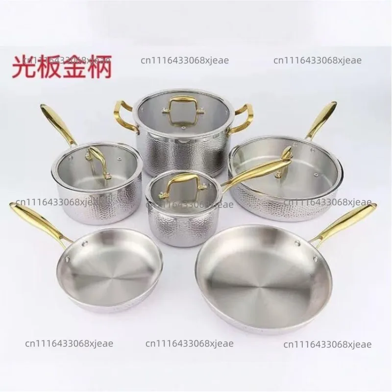 Suitable For Induction Pan10Pcs Stainless Steel Cookware Set 3 Ply Hammered Stainless Steel Pot And Pan