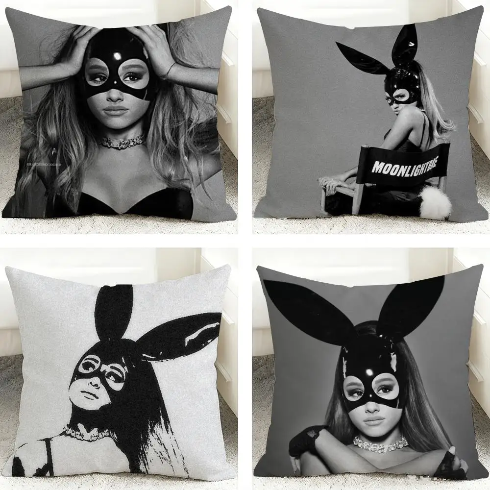 Singer A-Ariana Grande Cushion Cover Soft Short Plush Pillow Case Cushion Cover for Living Room Sofa Decor
