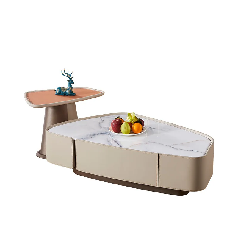 

Italian minimalist geometric coffee table hidden storage drawer small apartment household living room special-shaped group