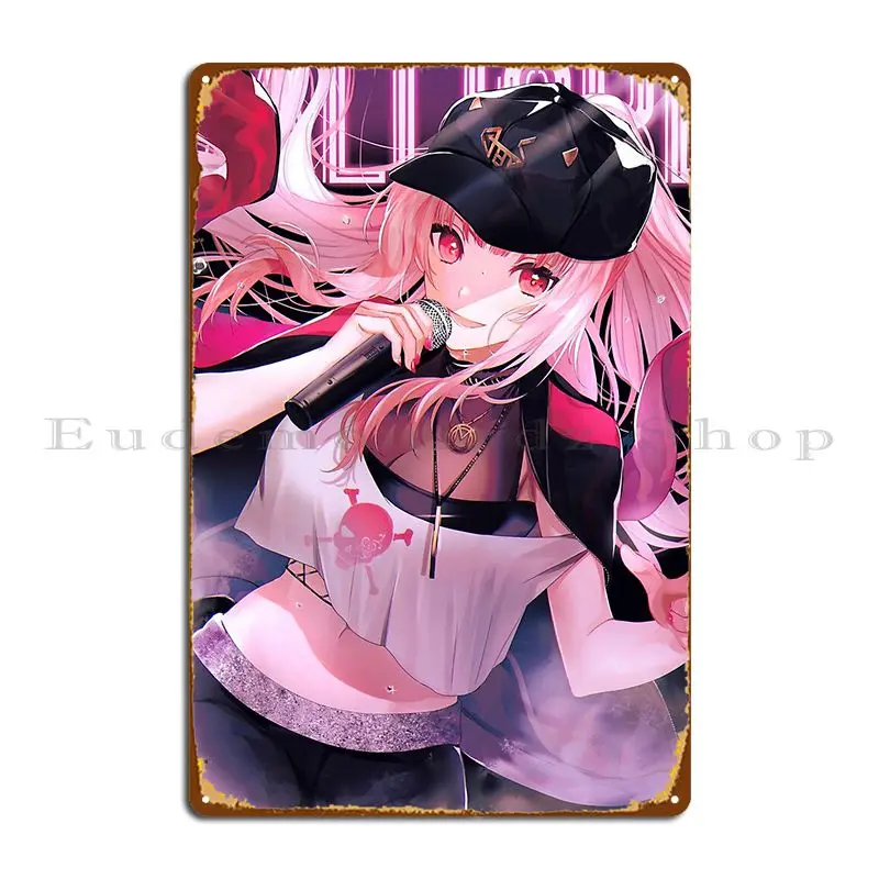 Sing With Mori Calliope Metal Plaque Poster Custom Painting Garage Cave Cinema Hololive Tin Sign Poster