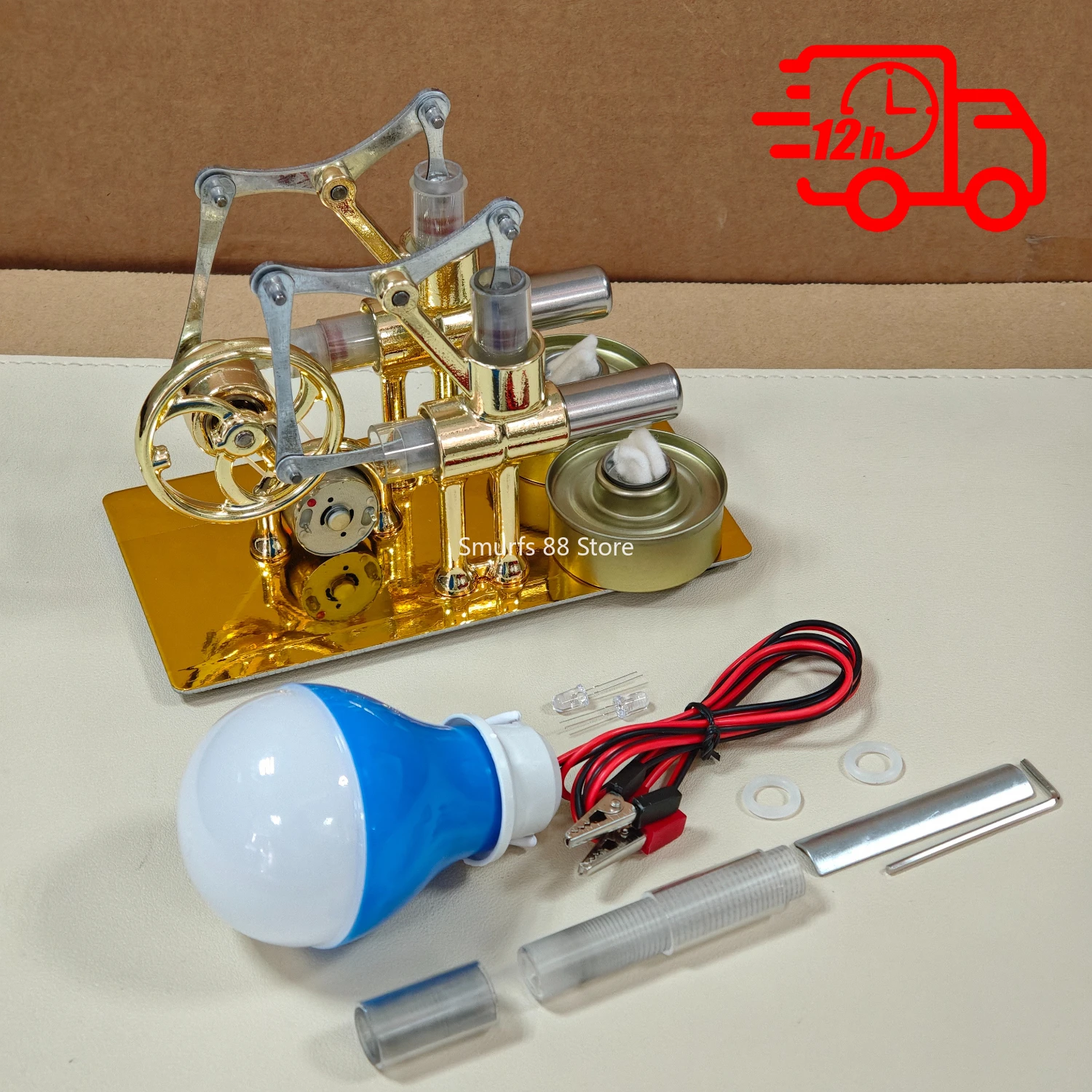Balanced Stirling Engine Model Metal Twin-Cylinder Stirling Engine Power Generation Model Science Experiment Model Toy
