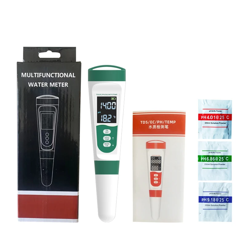 PH Meter 5 in 1 TDS/EC/PH/TEMP/Salinity Meter Water Quality Tester for Swimming Pool/Aquaculture/Hydroponics
