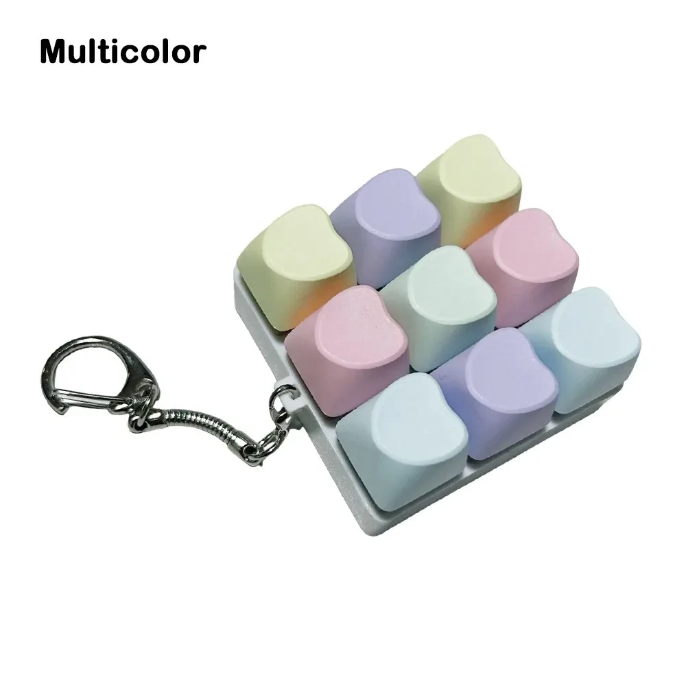 9Keys Button Keycap Fidget Keychain Finger Keyboard Caps Toy Clicker Toy for Adult To Relief Stress Pass The Time