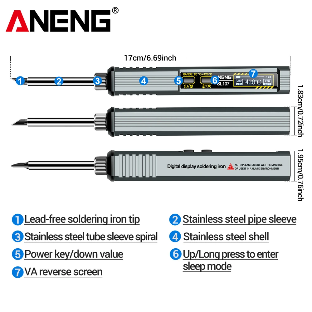 ANENG SL107 Electric Soldering Iron Portable Tester Tin Tips Repair Welding External Heating Inner Core Solder iron kit Tools