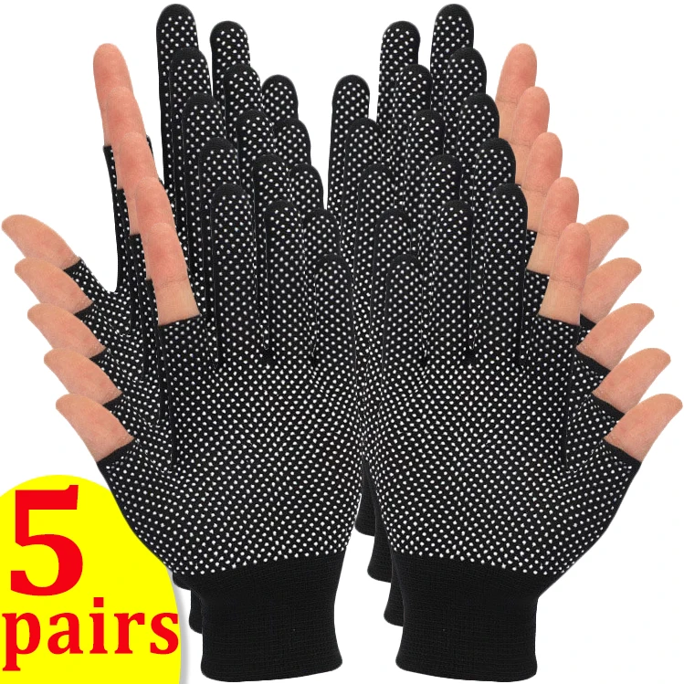 1-5Pairs Fingerless Gloves Work Glove Non Slip Nylon Mittens Sliding Screen Outdoors Cycling Driving Sports Glove Men Women