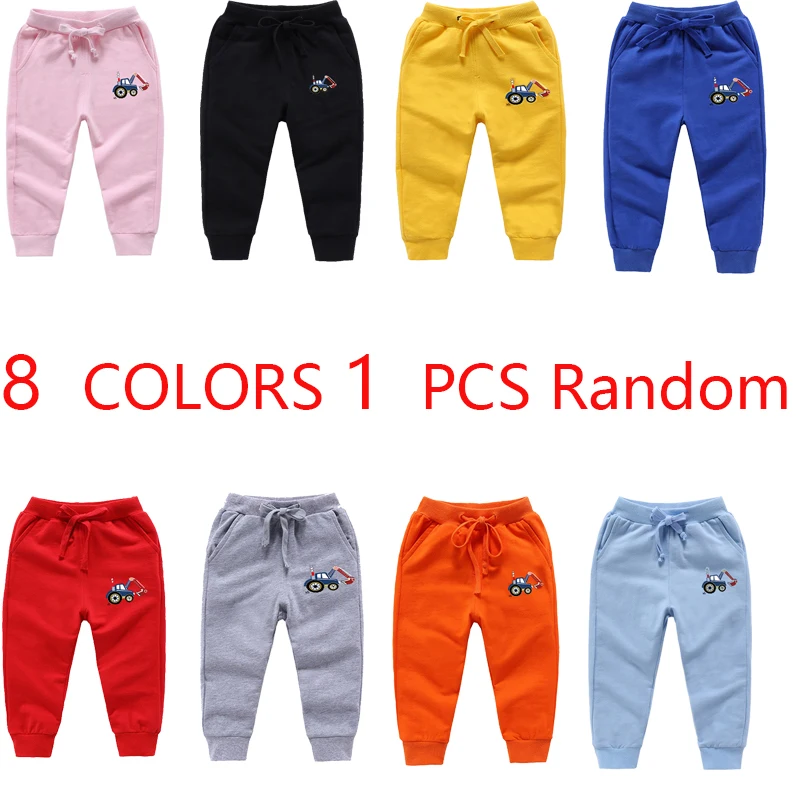 

8 Colors 1 PCS Randomly Children Trousers Excavator Cartoon Long Pants Little Boys Outdoor Sweatpants Fall Casual Clothing 3-13Y