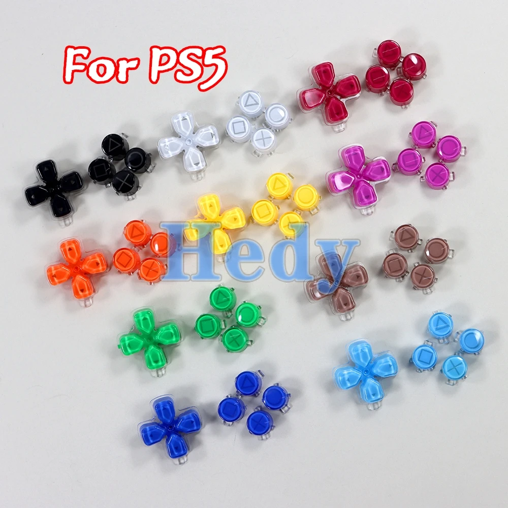 1set Replacement Plastic Crystal Buttons ABXY D Pad Driection Key Kit For PlayStation 5 PS5 Controller