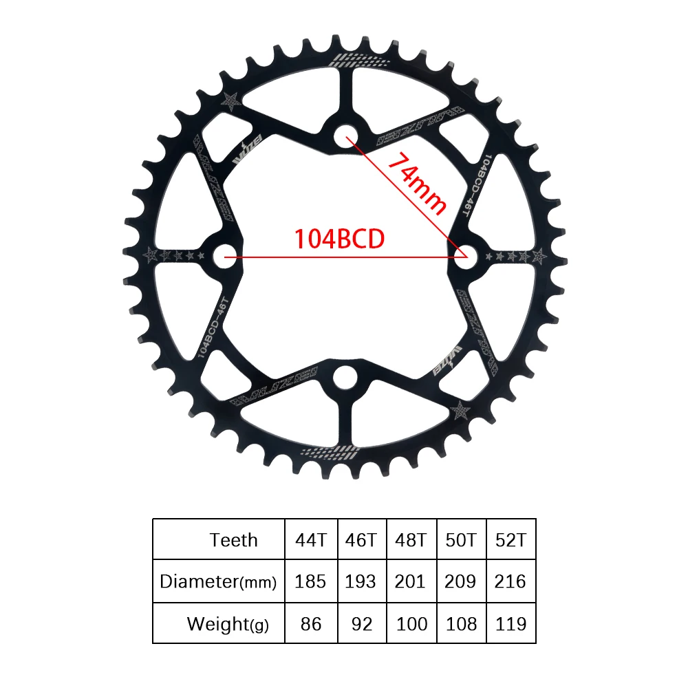 Prowheel MTB Kurbelgarnitur 170 175mm Mountainbike Vierkantloch-Kurbelsatz 32T-52T 104BCD Narrow Wide Kettenblatt Fatbike Kettenrad – Detail 13