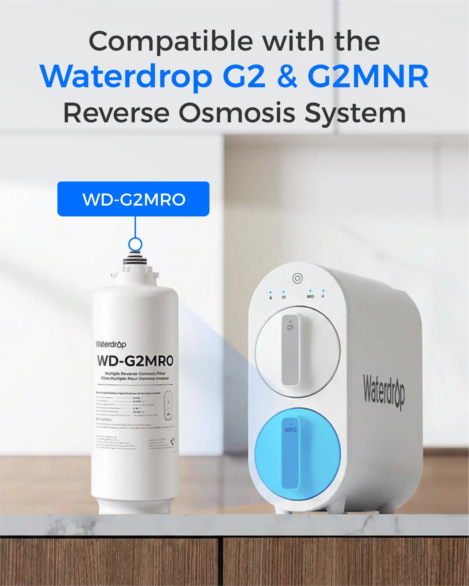 Waterdrop G2MRO Filter, Replacement For G2/G2MNR 400 GPD RO System