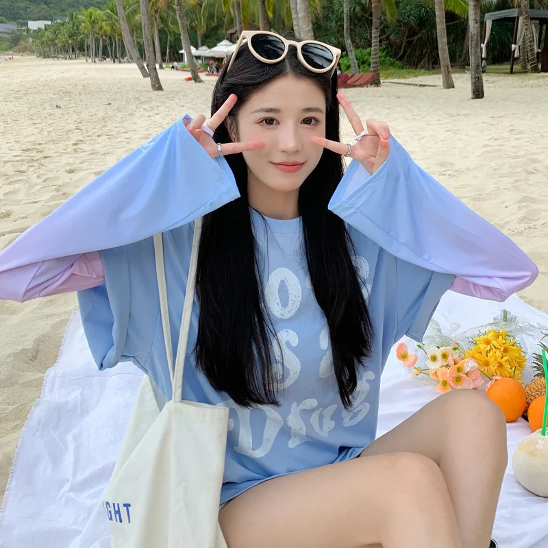 Korean Summer New Loose Ice Sleeves Sunscreen Hand Sleeves Female High Beauty Student UV Protection Ice Silk Cuff