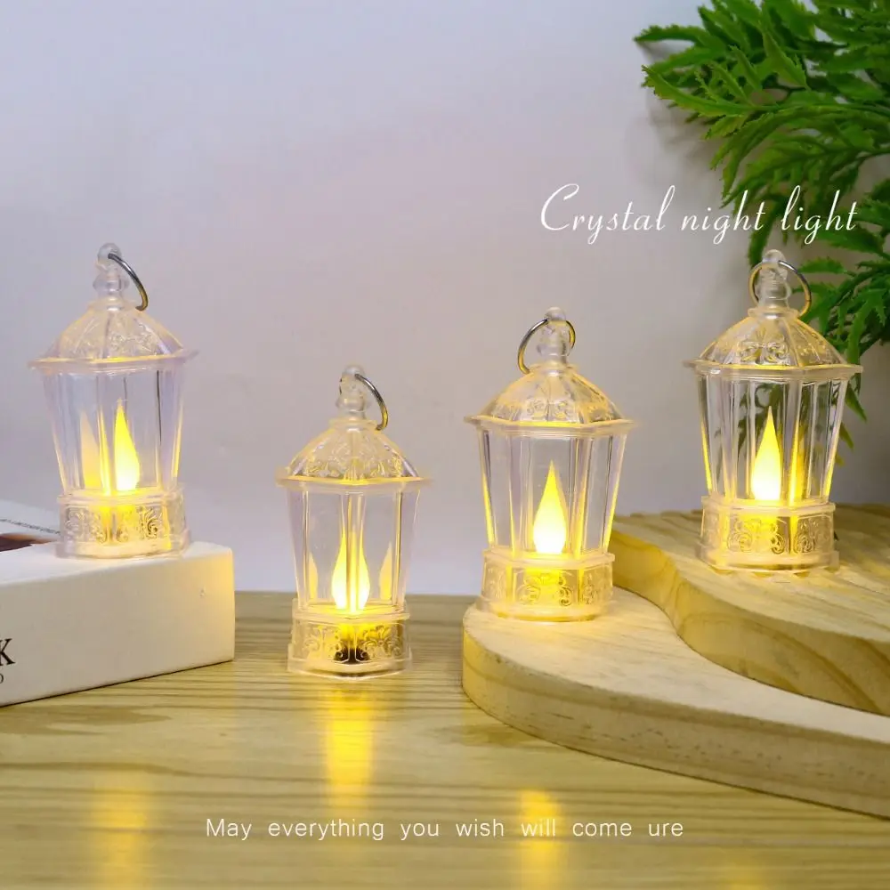 Portable Night Light Electronic Candle Light Atmosphere Warm White LED Crystal Lamp Acrylic Props Desks