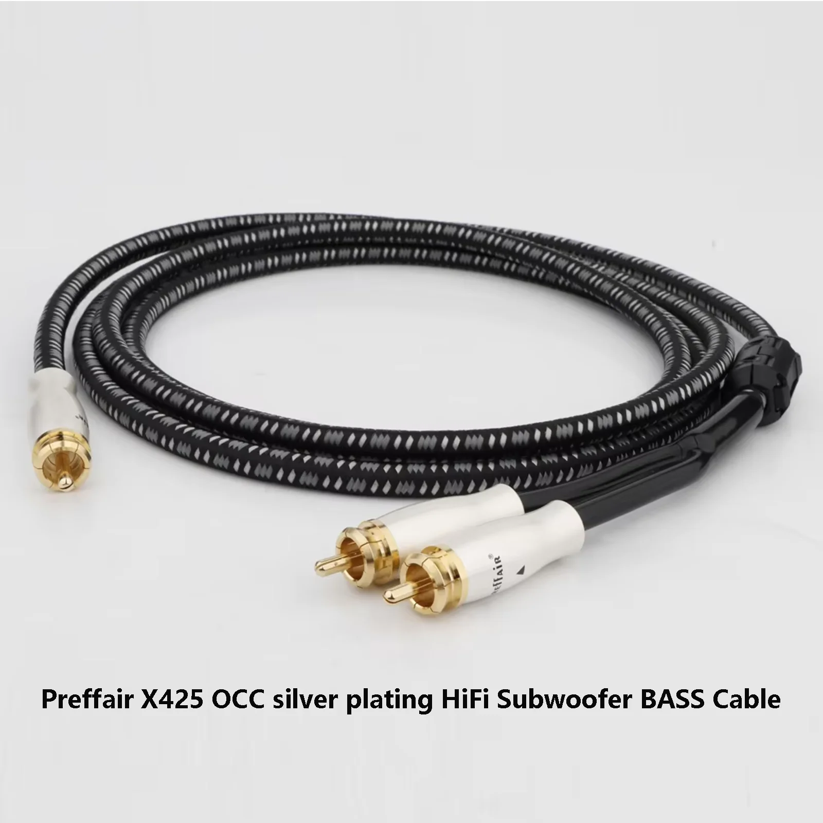 

Preffair X425 Silver-Plated OCC Subwoofer Cable1 RCA to 2 RCA Male Audio Splitter Signal Cable Audiophile HiFi Bass Cable