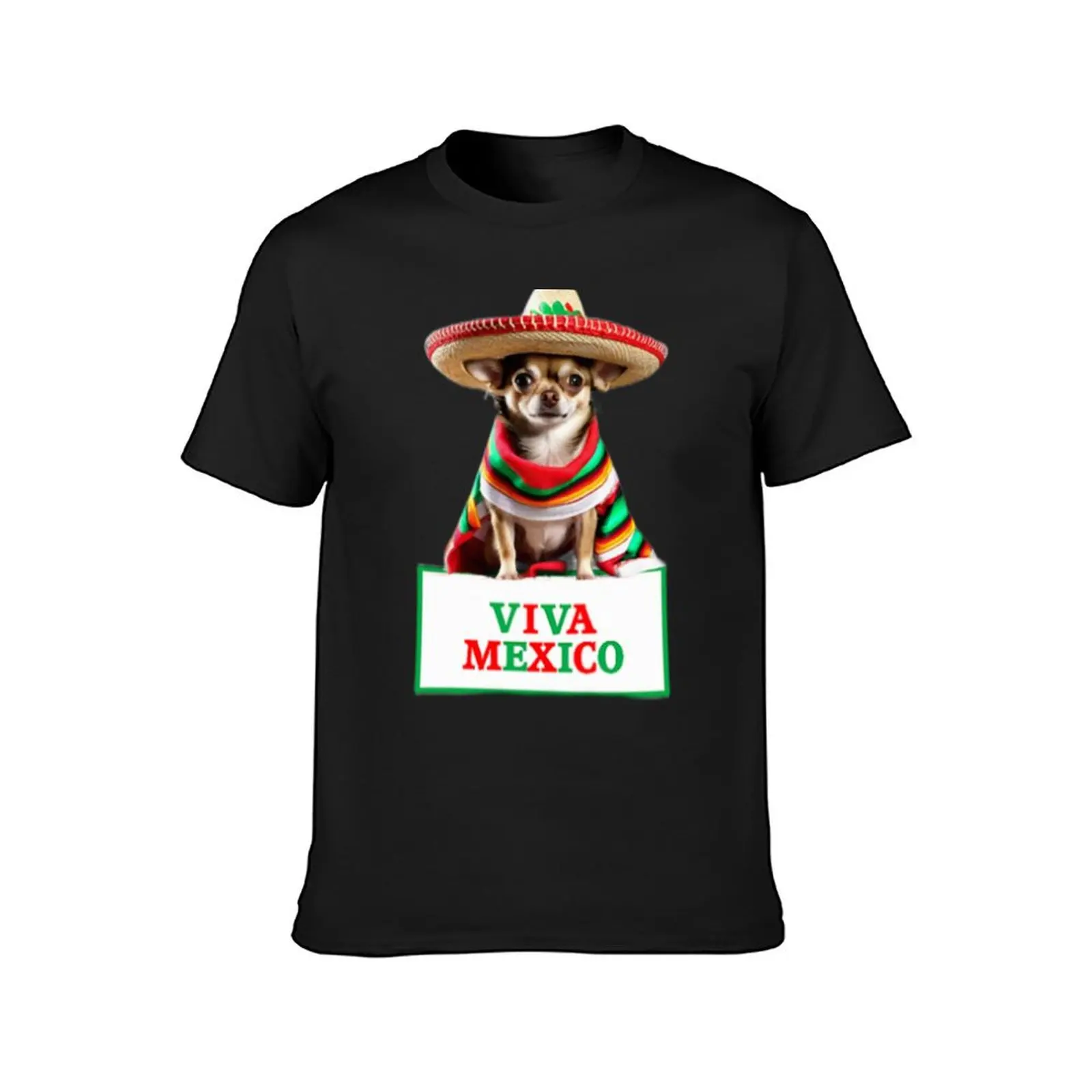 Chihuahua Viva Mexico Mexican Sombrero Hat Poncho Clothes T-Shirt plain graphics heavyweights mens t shirts