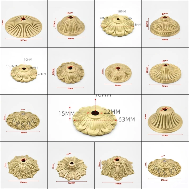 غطاء مقبس مصباح سيراميك أوروبي من النحاس الصلب - ملحق زينة منقوش على شكل مصبوب لديكور الإضاءة الفاخرة