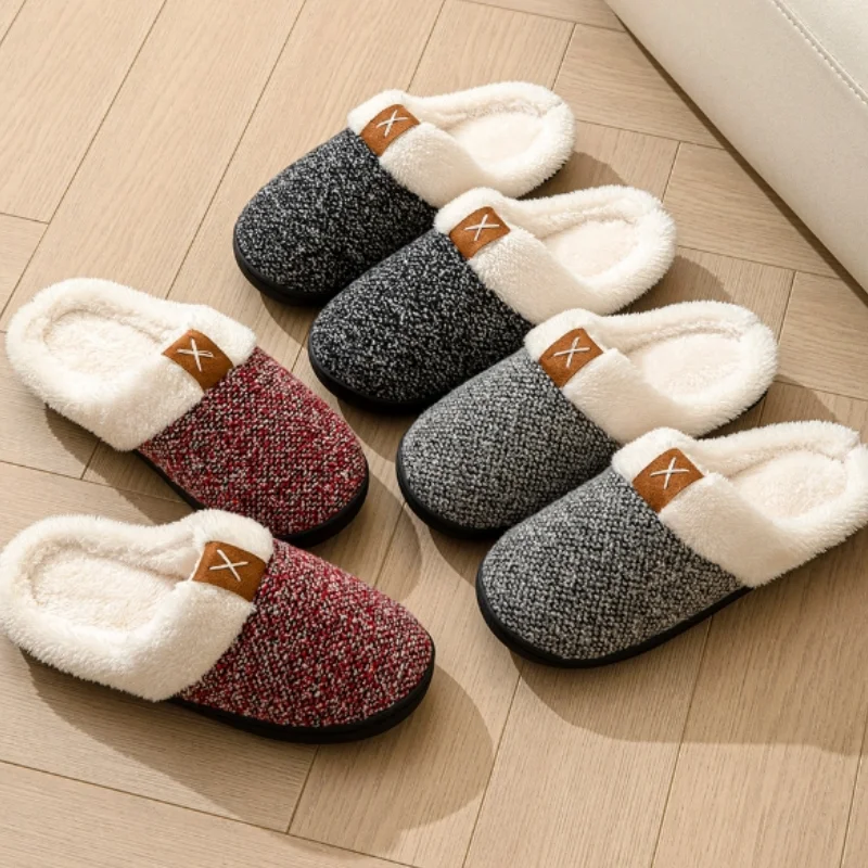 Men & Women Indoor Bedroom Slipper 2023 Winter New Plush Warm Thicken Couple  Cotton Slipper Casual Cozy Lady Shoes 36-45 A0095