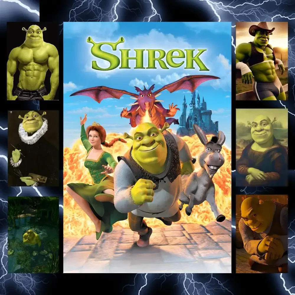 Movie Comedy S-Shrek Series Poster Self-Adhesive Wall Art Poster HD Waterproof PP Bedroom Cafe Gym Home Decor Gift