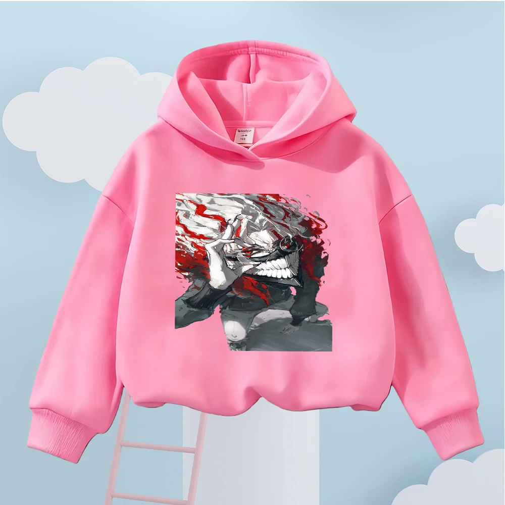 Felpa anime per bambini Top pullover casual per bambini a maniche lunghe con design per ragazza con capelli rosa