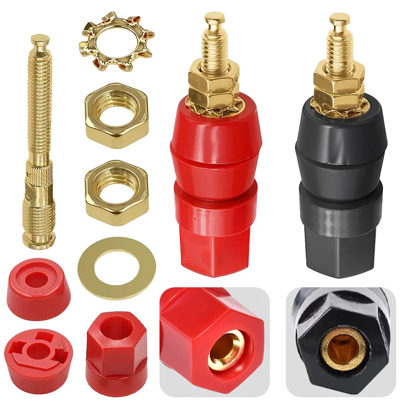 

4/10Pcs Red / Black Gold-Plated 4mm Banana Socket 4mm Banana Plug Binding Post Audio Speaker Test Terminal