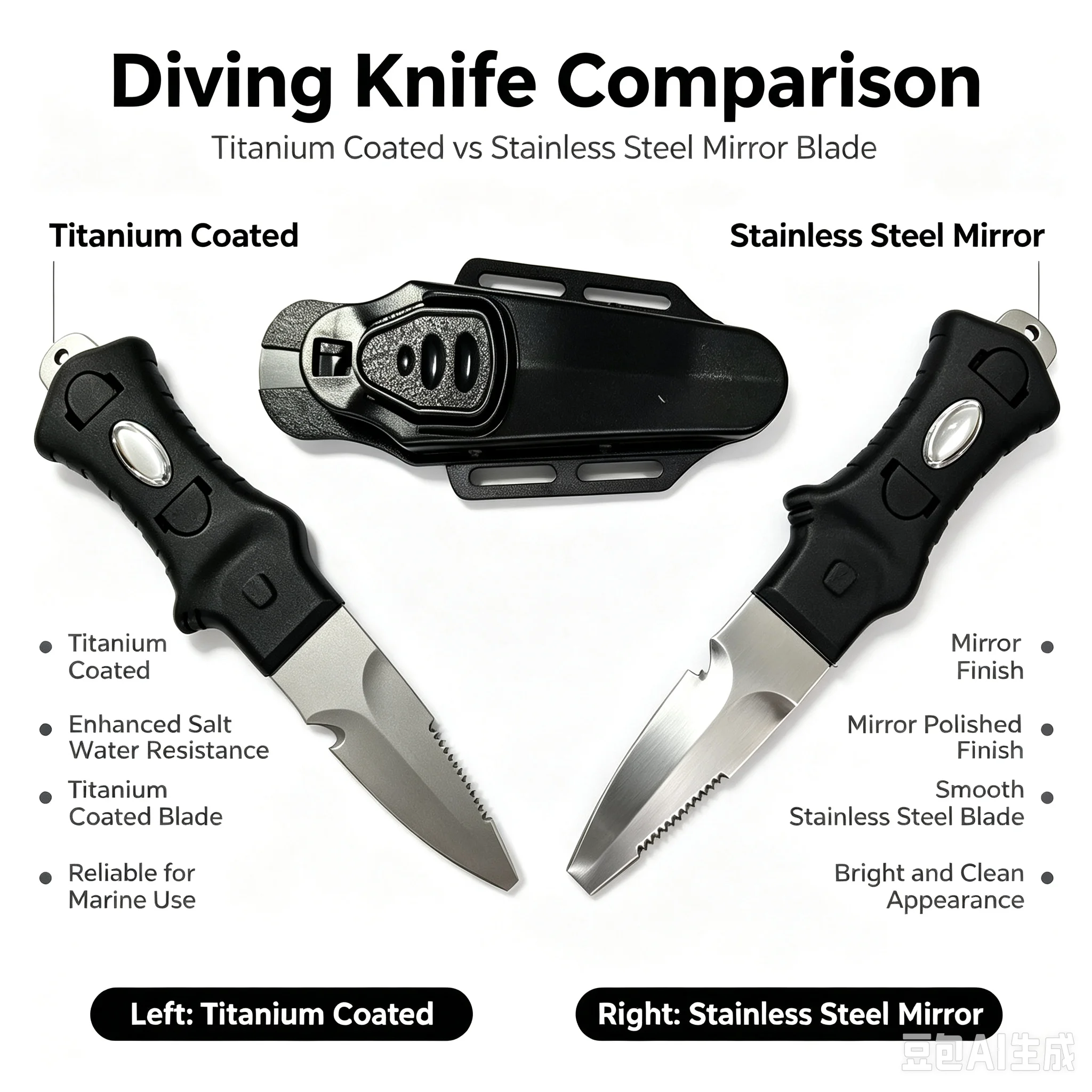 Dive Knife Titanium - Outdoor Water Rescue Knife Diving Rope
