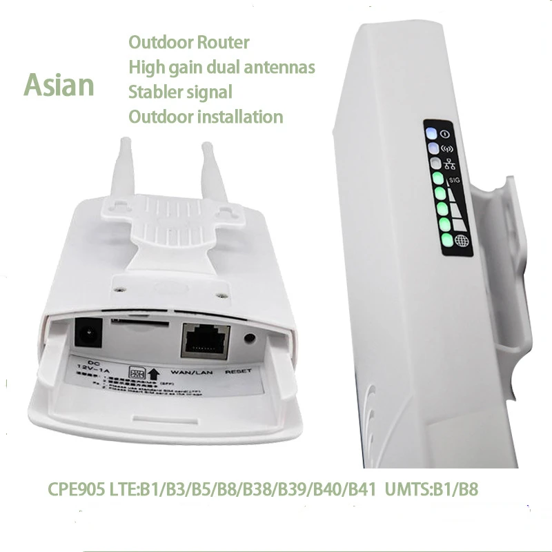 unlocked Waterproof Outdoor 4G LTE Wireless Wifi Router CPE905 150Mbps RJ45 LAN WAN SMA Antenna SIM Card Slot  Modem Cpe