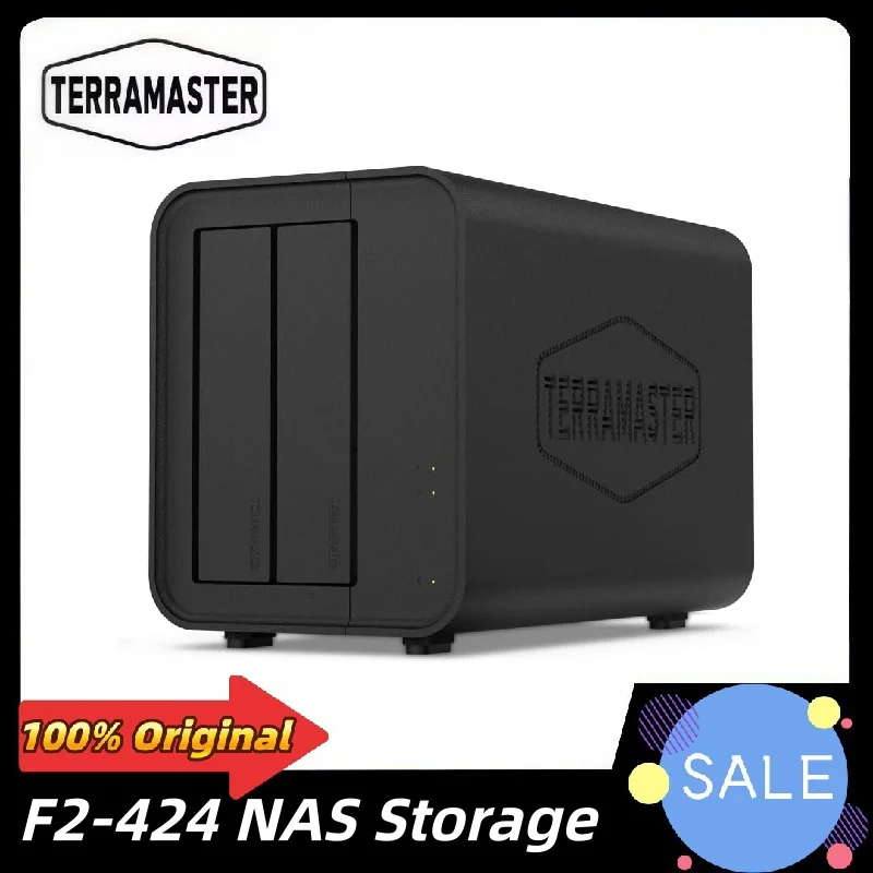 TERRAMASTER F2-424 NAS Storage 2Bay - N95 Quad-Core CPU, 8GB DDR5 RAM, 2.5GbE Port x 2, Network Attached Storage (Diskless)