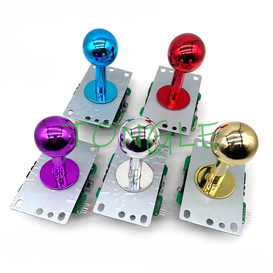 SANWA-Round Golden or Chrome Ball Joystick with Micro Switch Sleeve, DIY Arcade Game Parts, 5Pin Copy, 35mm, SNK Neo Geo Mame