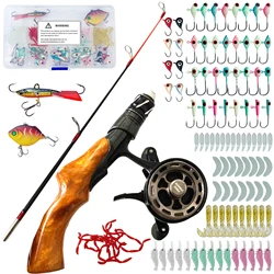 FREE FISHER Caña pesca en hielo con carrete y jig head para vinilo