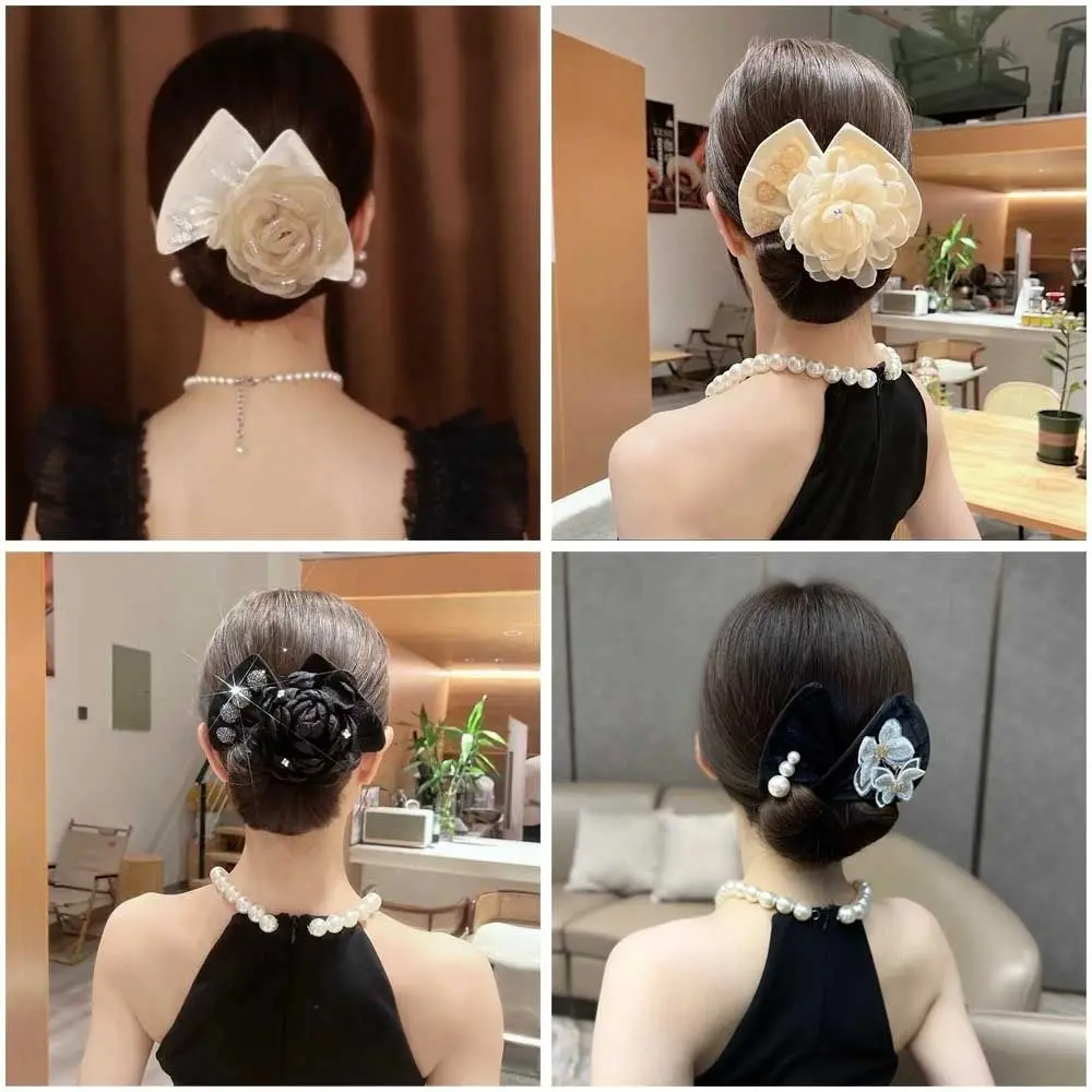 Cloth Flower Hair Clip Elegant Flexible Hair Styling Tool Lazy Hair Curler Non-slip Twist Hairstyle Bun Hair Accessories