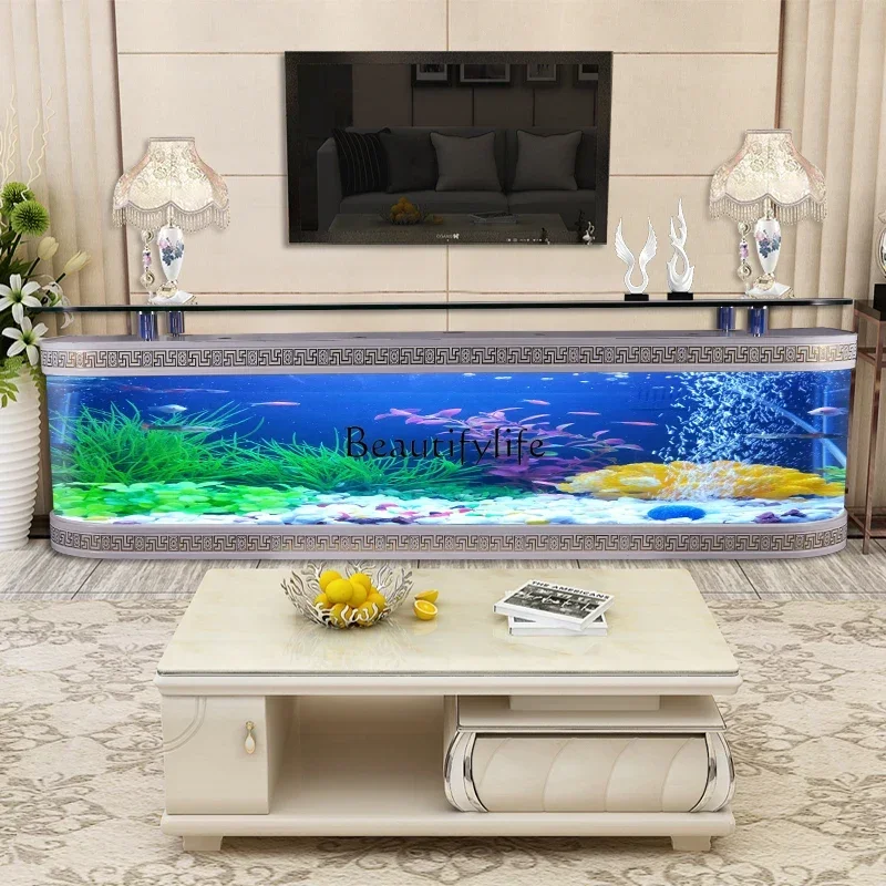 

European-Style Home Ecological Change Water Mute Glass Coffee Table Floor Living Room Fish Globe