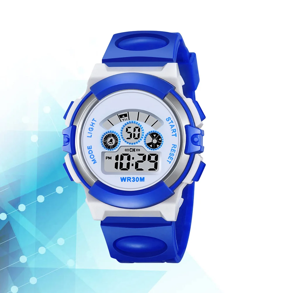 腕時計 防水 ブルー スポーツ腕時計 ユニセックス デジタル アナログ アラーム ストップウォッチ 腕時計