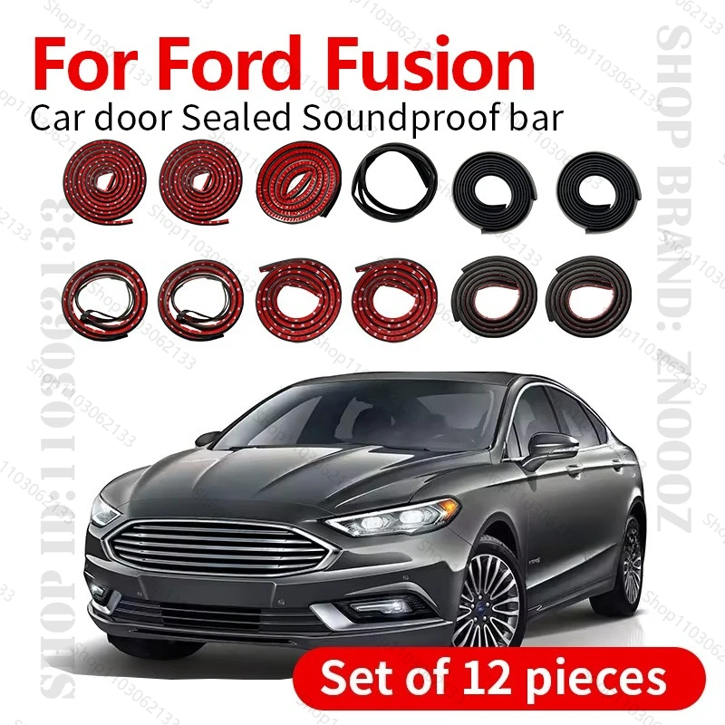 

For 2006-2023 Ford Fusion Car Door Seal Strip Rubber Double Layer Sealing Protector Soundproof Dustproof Seal Strip 12PCS Set