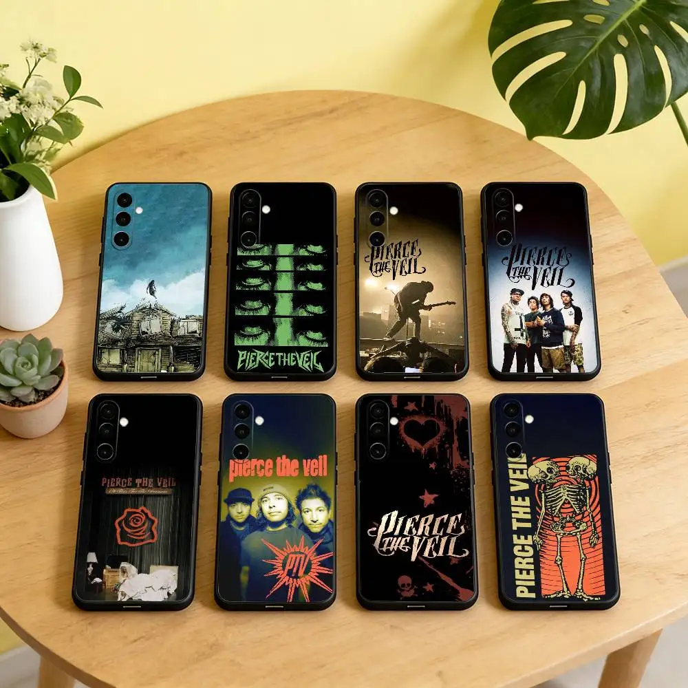 P-Pierce The V-Veil Band Phone Case For Samsung Galaxy A73,A72,A71,A70,A53,A52,A51,Others Soft Black Cover