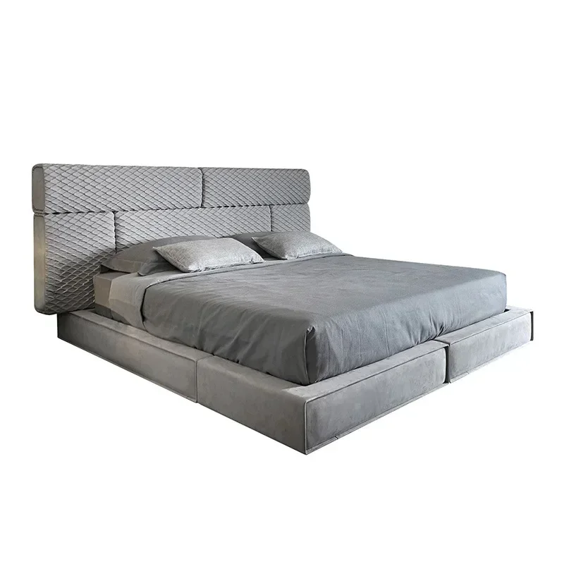 Italian light luxury leather bed