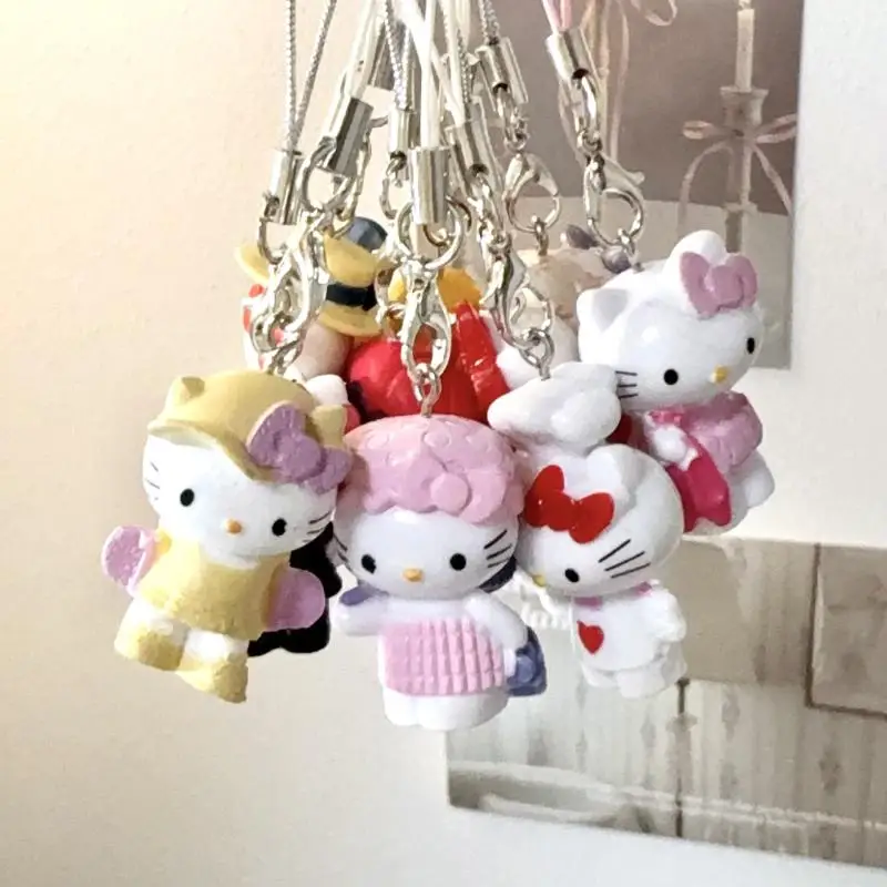 Uroczy breloczek Hello Kitty, zawieszka do telefonu, słodki uchwyt na słuchawki, smycz zapobiegająca zgubieniu, ozdoba do torby.