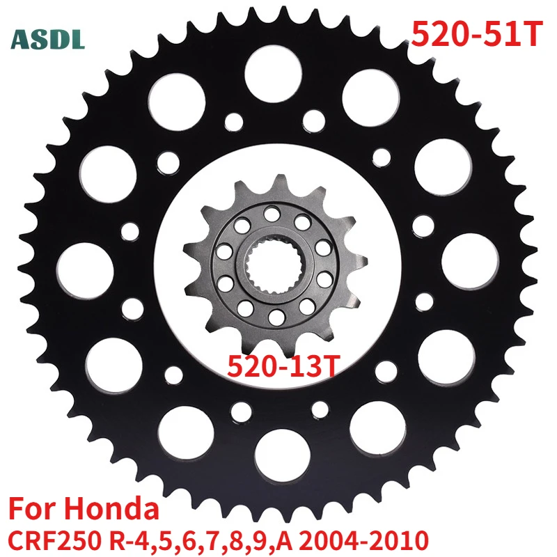 For Honda CRF250 R-4 5 6 7 8 9 A 2004-2010 520 51T 13T Motorcycle Front and Rear Sprocket Gear Wheel CRF 250 Motorcycle Parts