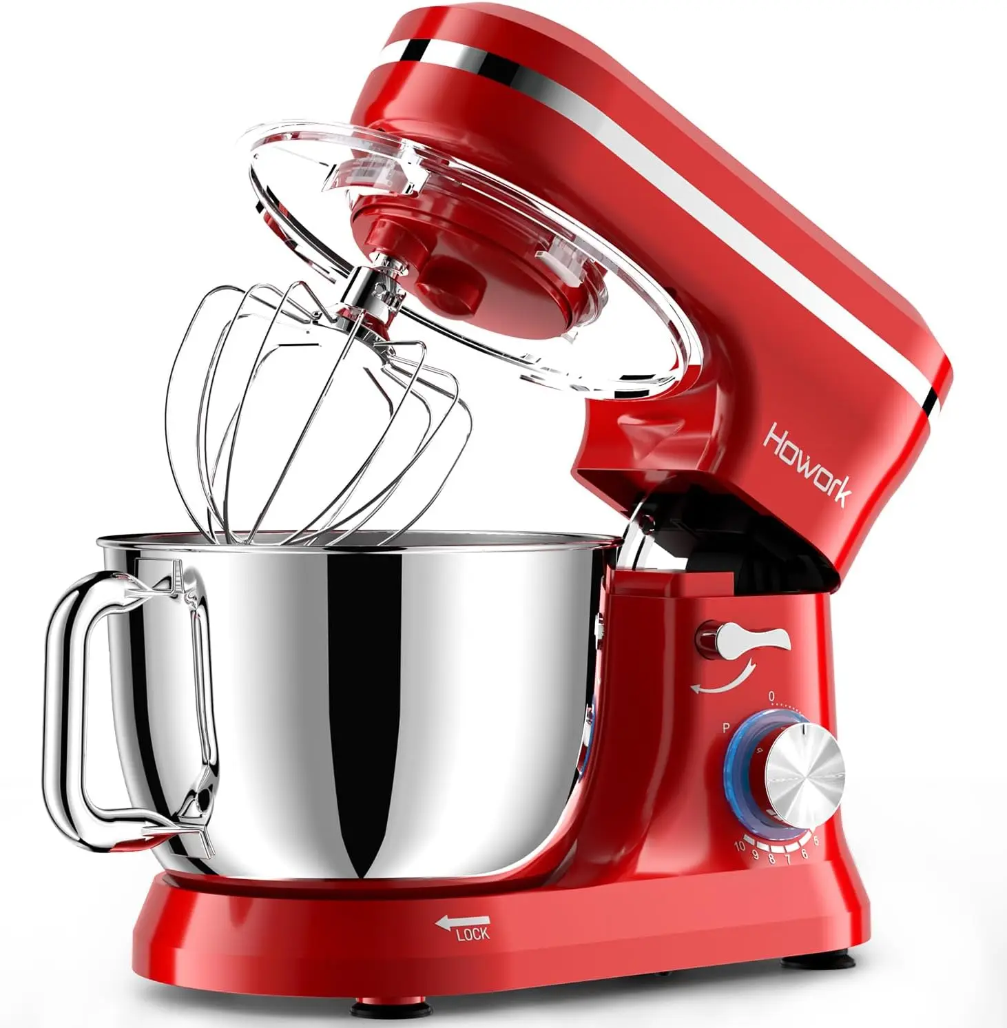 

Electric Stand Mixer,10+p Speeds Kitchen Mixer With 6.5QT Stainless Steel Bowl,Dough Hook, Wire Whip & Beater,for Most