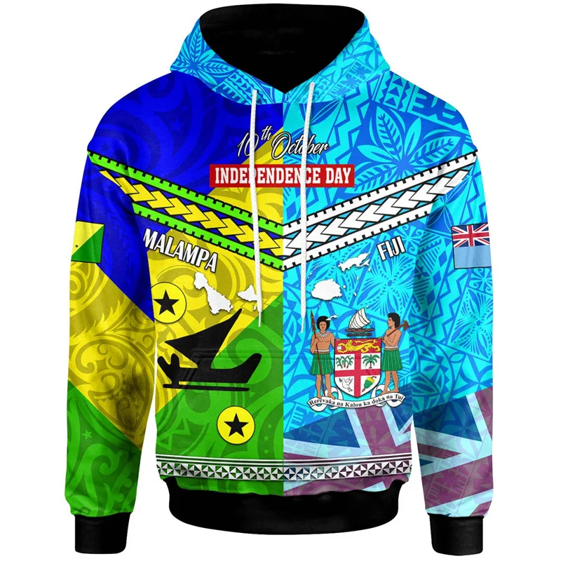 

3D Print Fiji Independence 1970 Tapa Style Polynesian Hoodies For Men Fashion Streetwear Cool Hooded Sweatshirts Clothes Hoodie