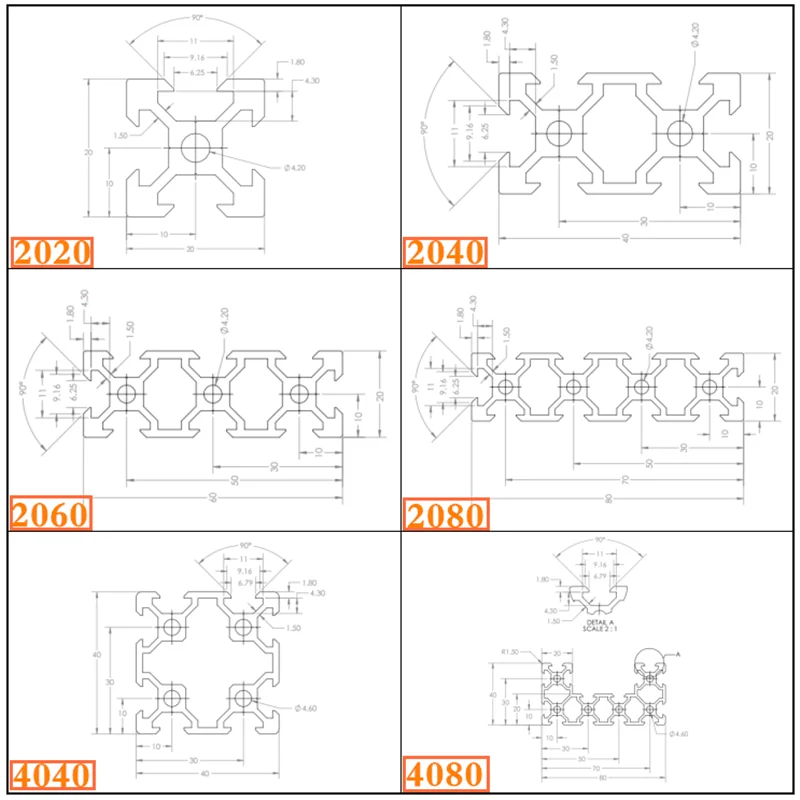 Openbuilds V-Slot Aluminum Profile 2020/2040/2060/2080/4040/4080 Aluminum Extrusion for 3D Printers CNC Router Laser Engraver