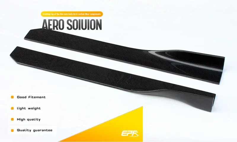 

Car-styling Carbon Fiber Side Skirt Extension Add-on Type C Universal Fitment Auto Body Kit Glossy Fibre Exterior Door Step Trim